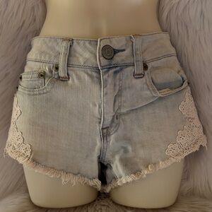 American Eagle Outfitters Light Blue Jean Shorts with Lace